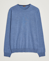 Stenströms Merino Patch Crew Neck Light Blue/Blue