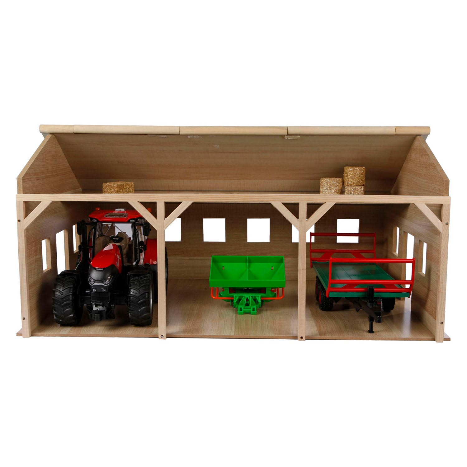 Kids Globe Landbouwloods Hout Voor 3 Tractoren, 1:16