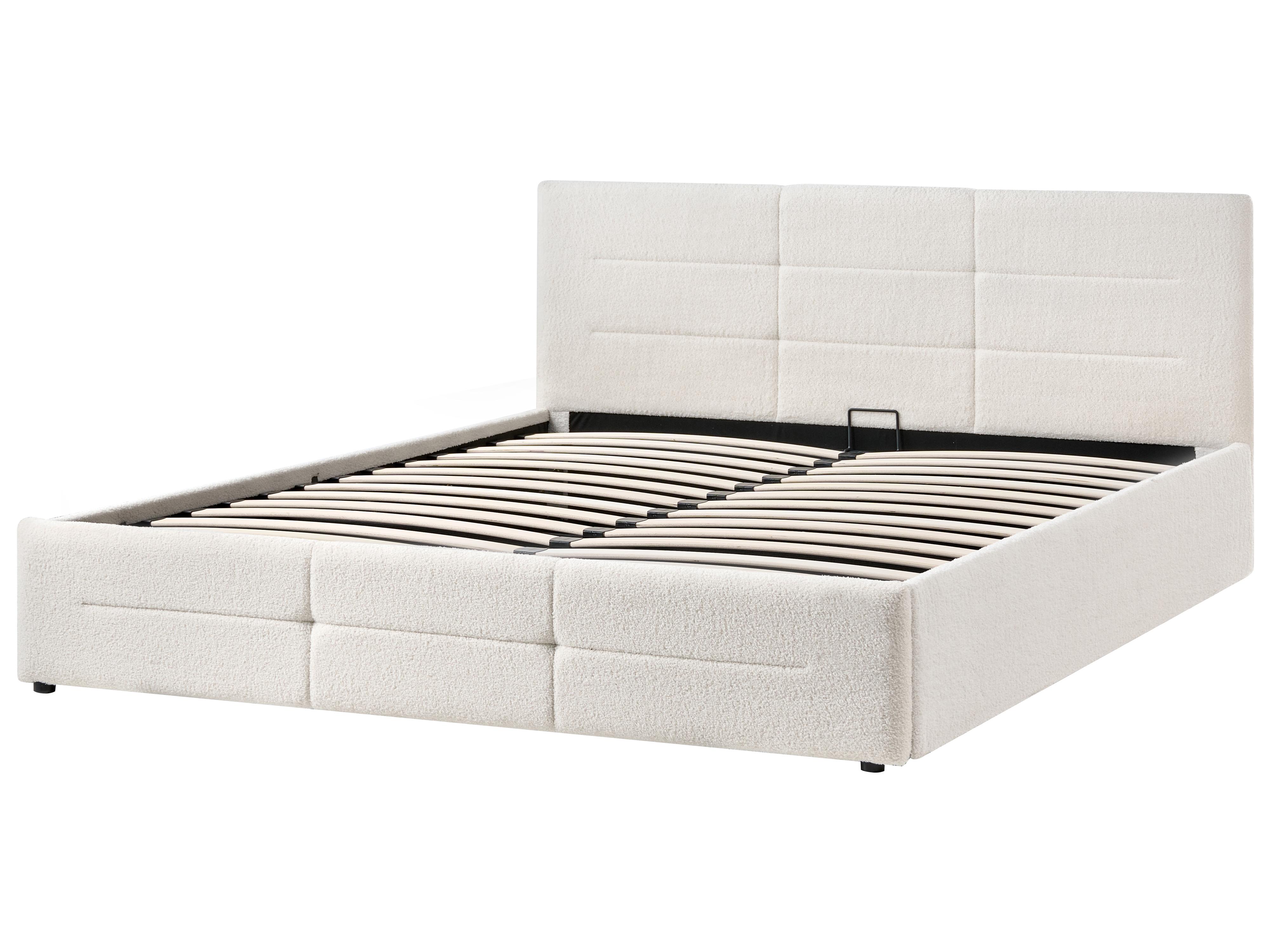 Bed met opbergruimte Bouclé MASSOGNES 180 x 200 cm Gebroken wit