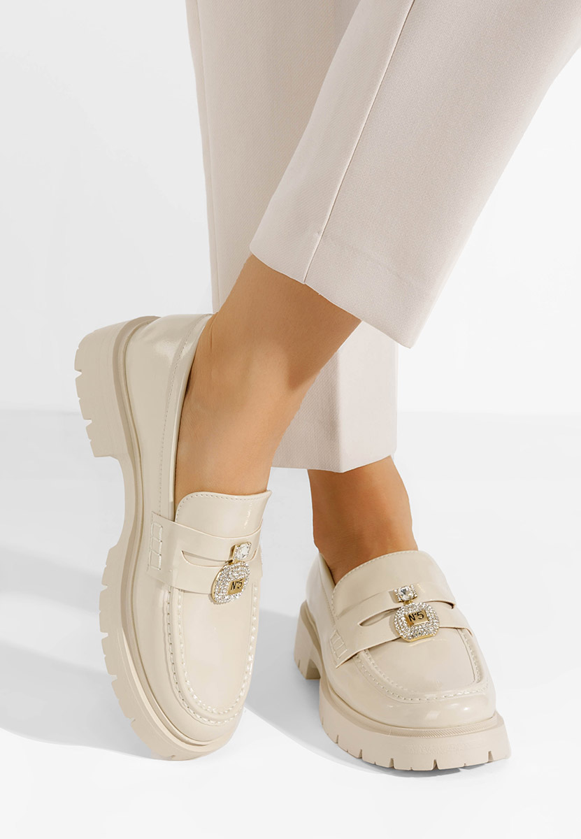 Mocassins à semelle épaisse beige Asuna