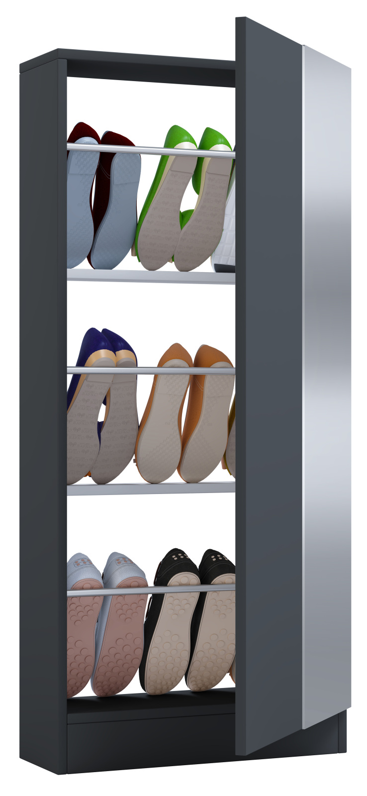 Schuhschrank FULISA mit Holztür - anthrazit - 112 cm hoch