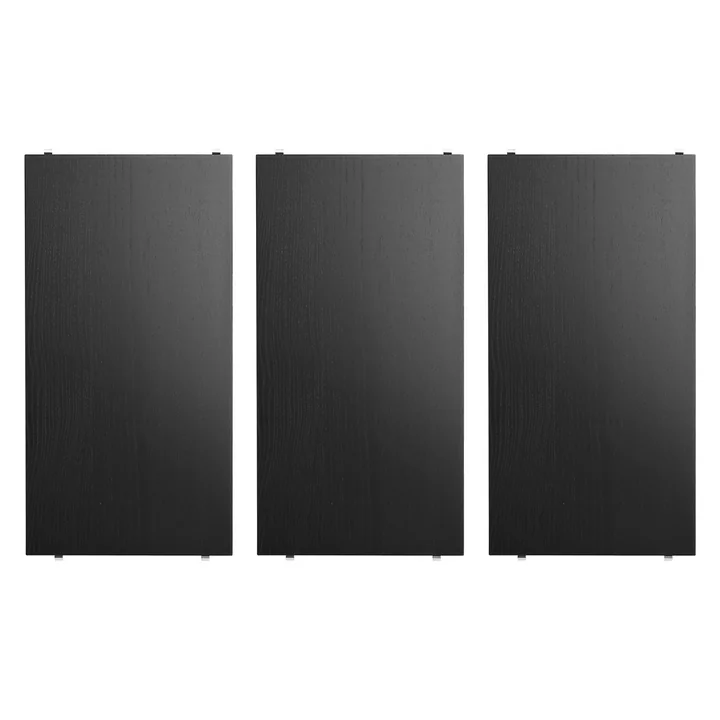 String - Regalboden 58 x 30 cm (3er-Pack), Esche schwarz gebeizt