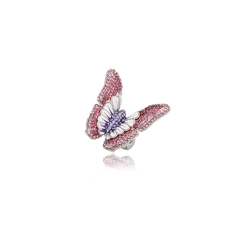 Bague Papillon Cristal Violet et Plaqué Rhodium