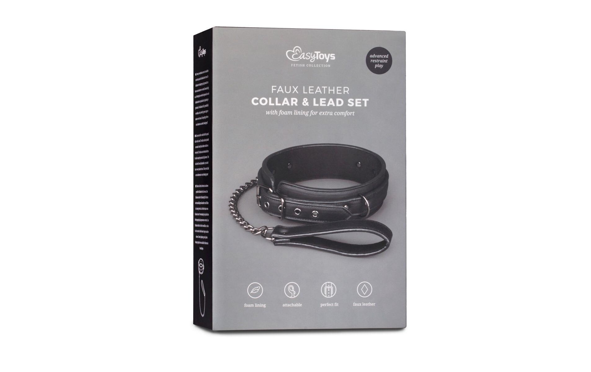 Fetisch Halsband mit Leine SchwarzHochwertiges Bondage-Halsband