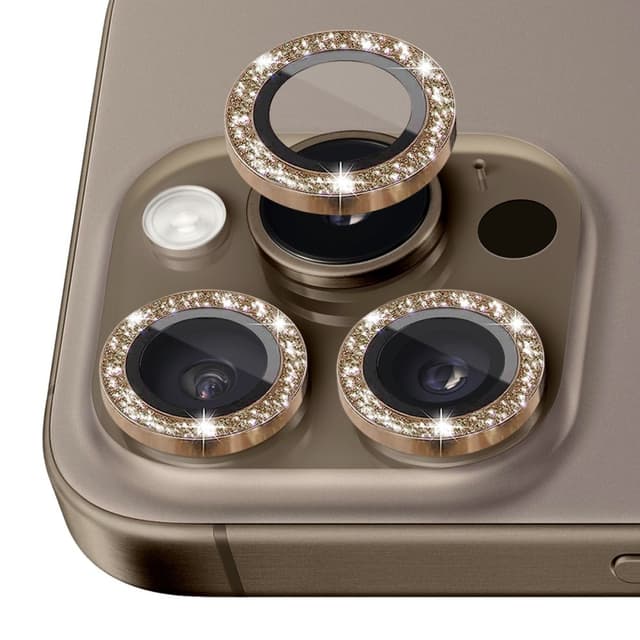 NORTHJO Kameralinsebeskyttelse med Glitter til iPhone 16 Pro / 16 Pro Max, Hærdet Glas