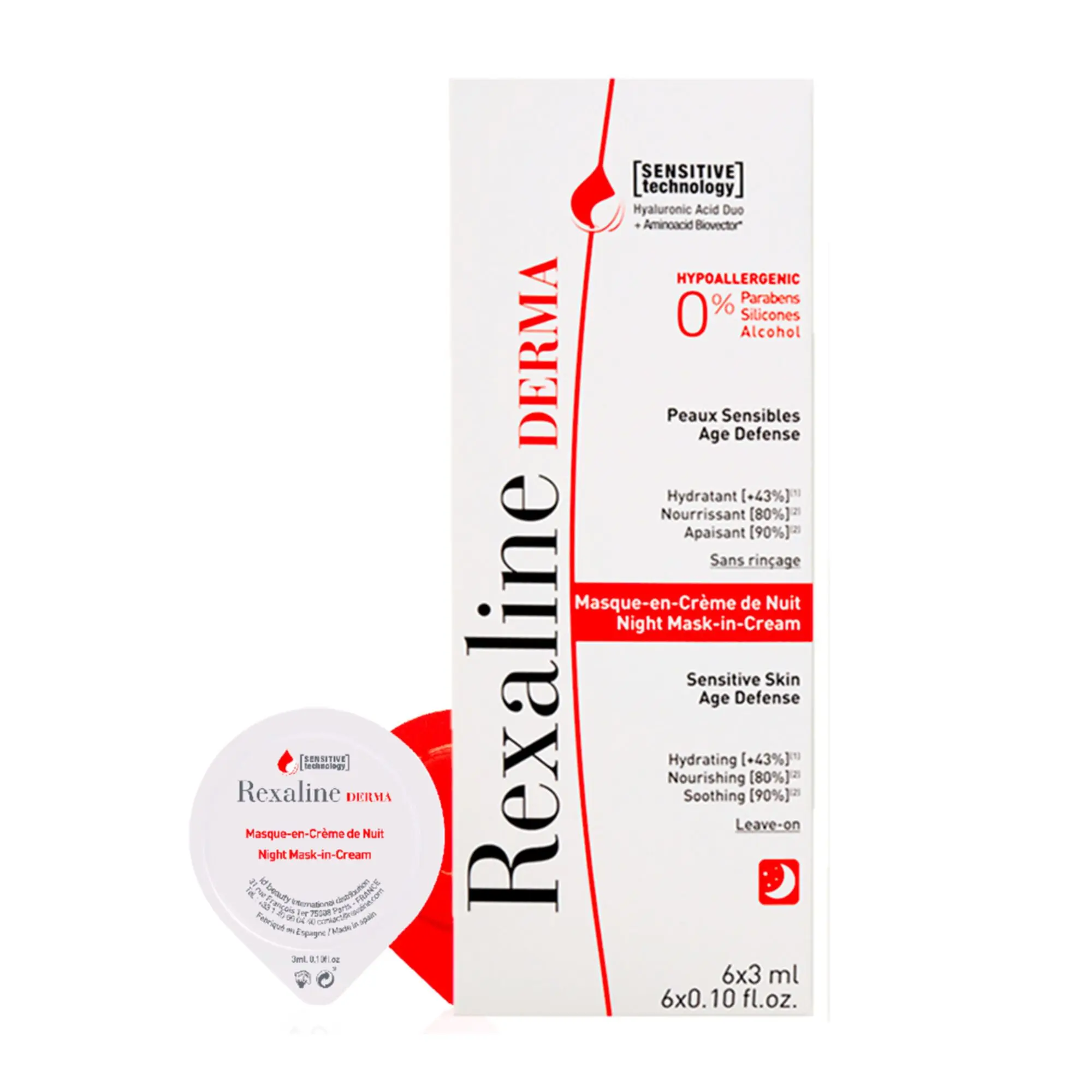 Rexaline - Derma RepairMasque-en-Crème de Nuit 6 capsules x 3ml- Soin de nuit
