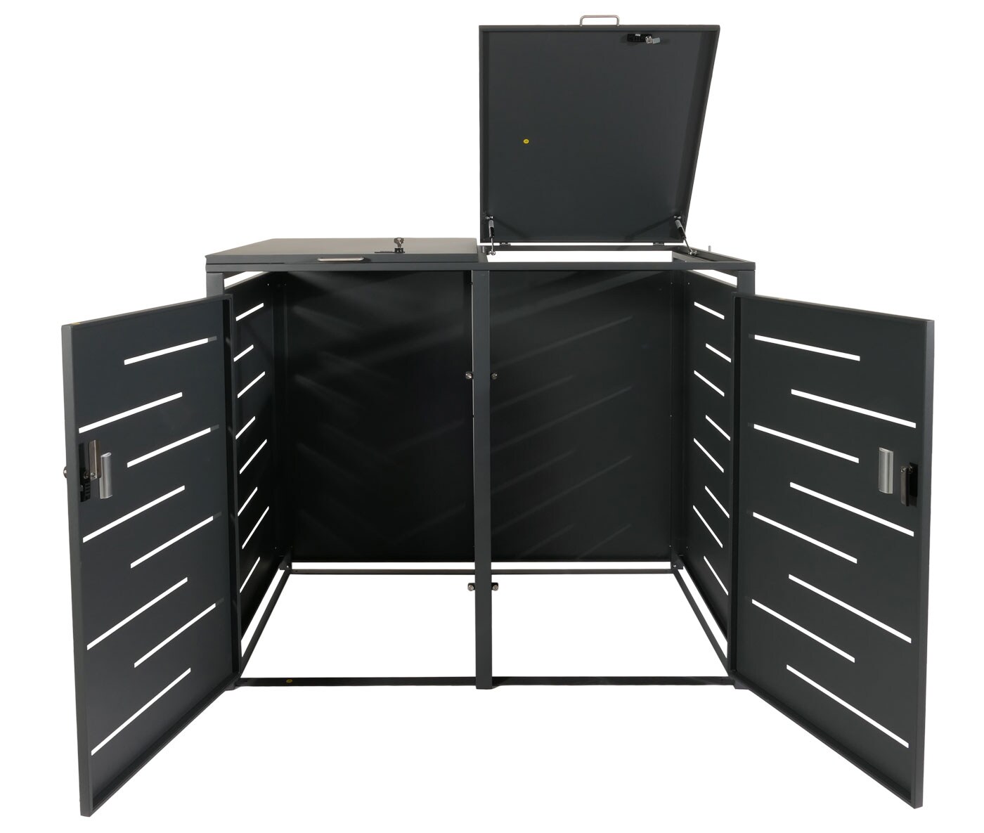 2er-Mülltonnenverkleidung MCW-E83, Mülltonnenbox Mülltonnenabdeckung, erweiterbar 117x131x80cm ~ anthrazit, Stahl 54kg