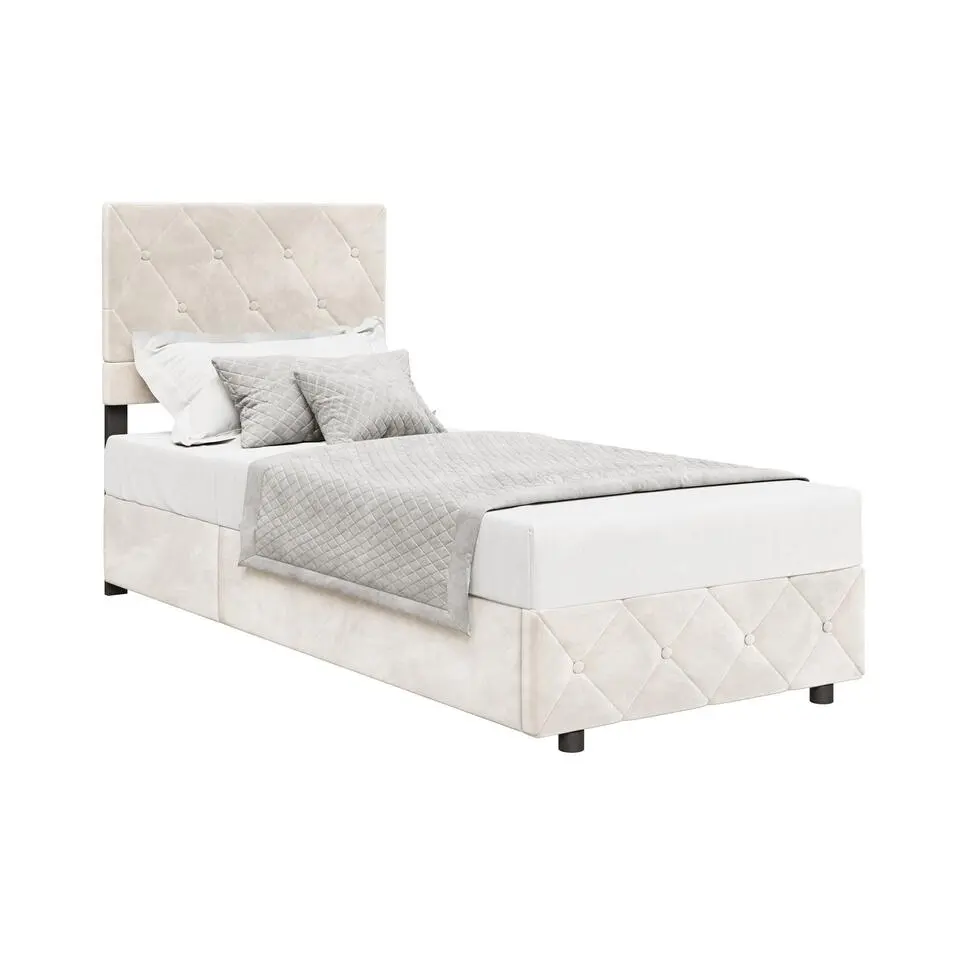 Meubella - Eenpersoonsbed Hernandez - Beige 90x200 cm - Met gaslift