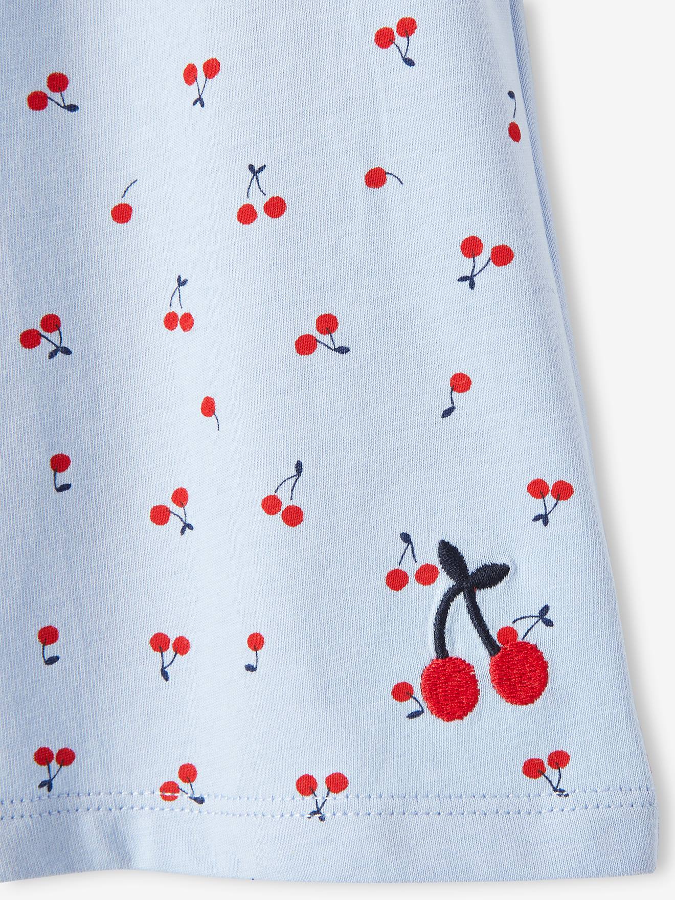 Camiseta estampada com mangas borboleta, para meninas, estampa azul escura
