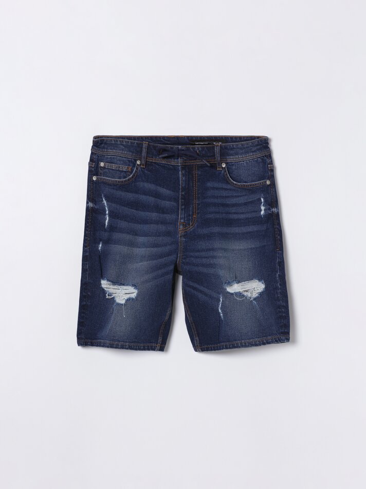 Bermuda jeans skinny stretch - Azul escuro