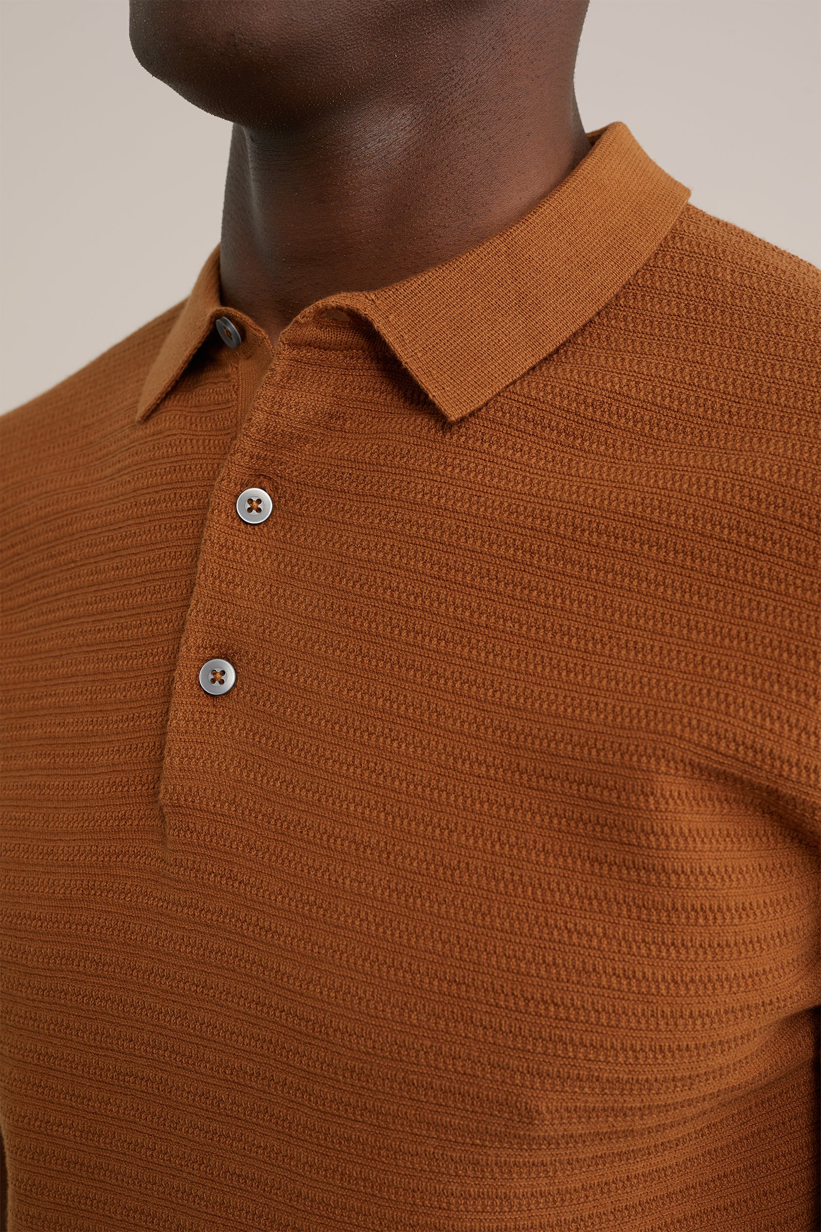 polo met structuur Fundamentals Caramel