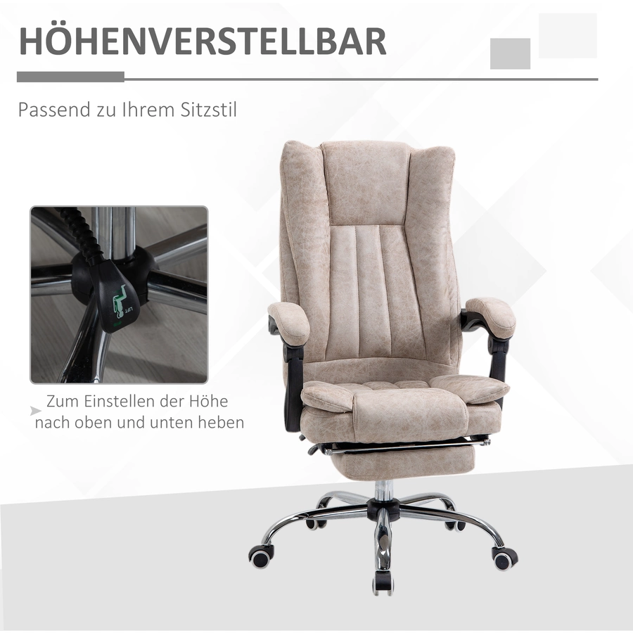 Vinsetto Bürosessel mit Wippfunktion, ergonomisch, Kunstleder SchwarzBeige