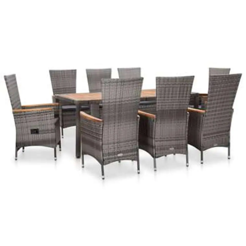 vidaXL - Eethoek Voor Buiten - Grijs - Poly rattan