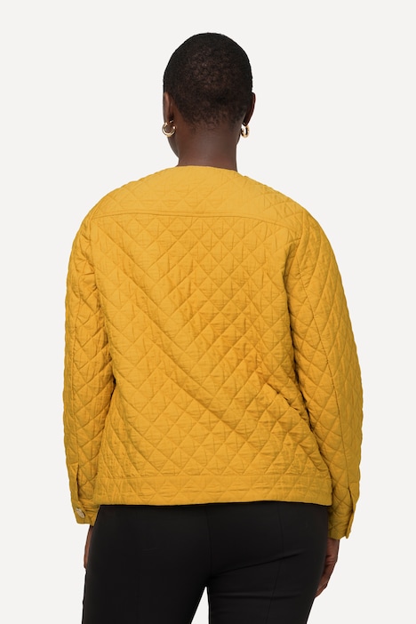 Steppjacke, kurz, Rundhals, Knopfleiste