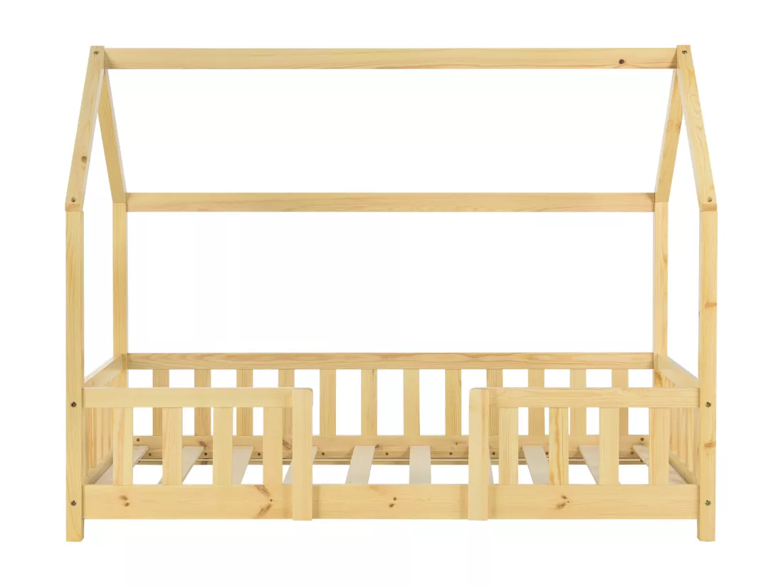 Lit d'Enfant Design Forme Maison Sisimiut Pin 140 x 70 cm Naturel [en.casa]