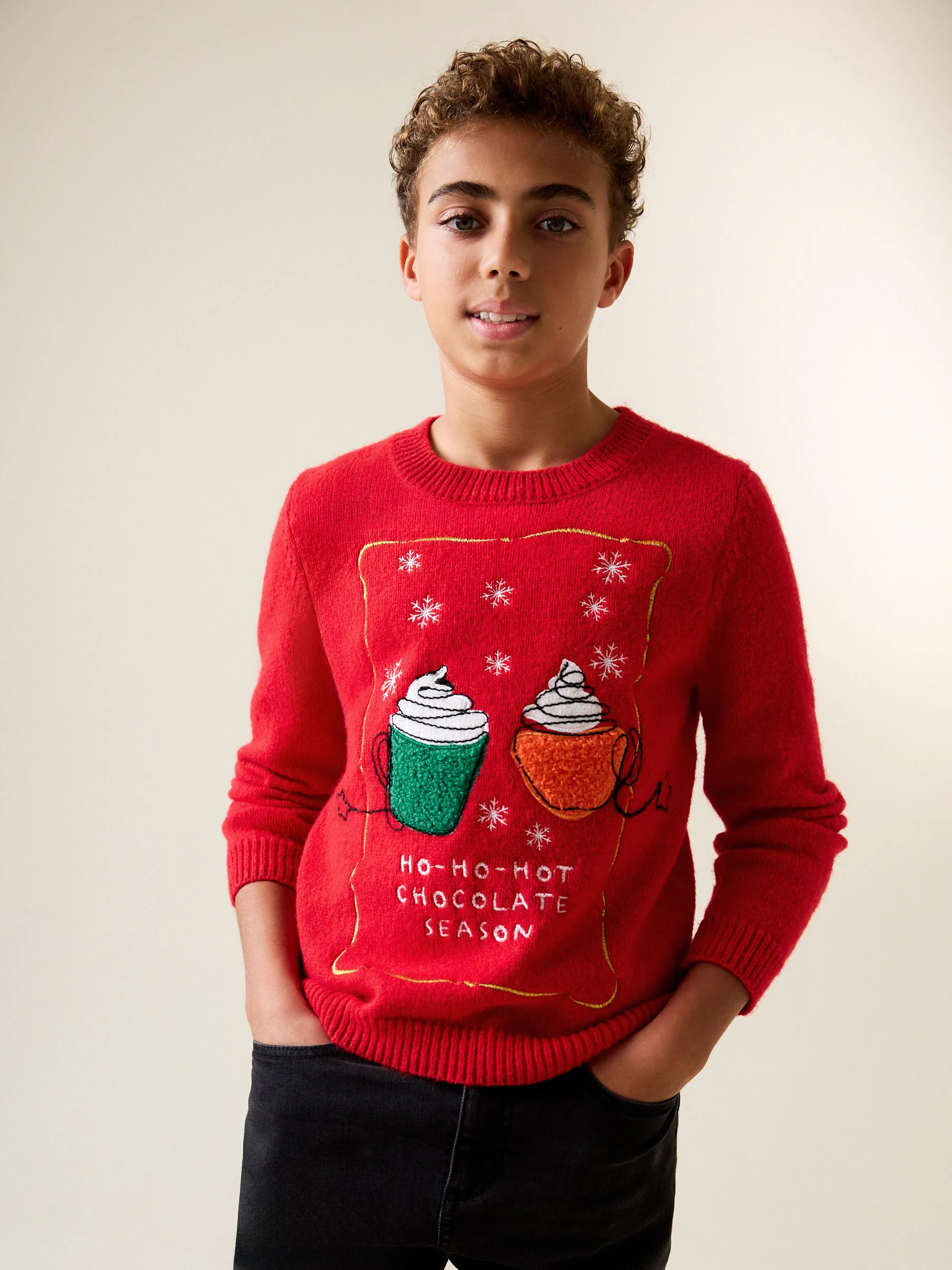 Lipsy Christmas Crew Neck Season Slogan Family Knitted Jumper (5-16yrs)