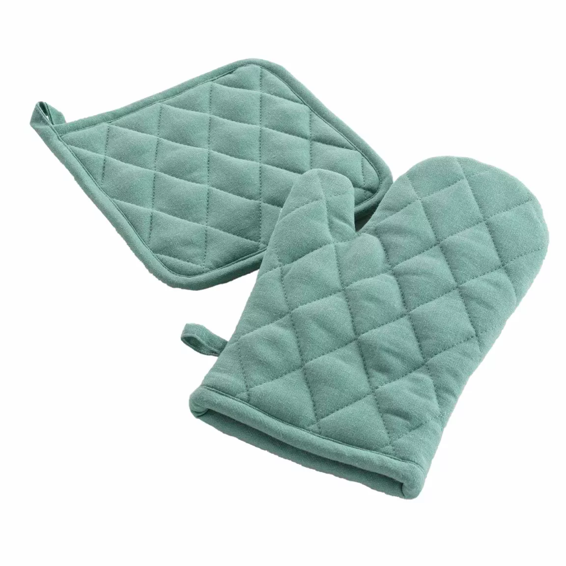 Gant et manique coton Ardenia uni Vert sauge