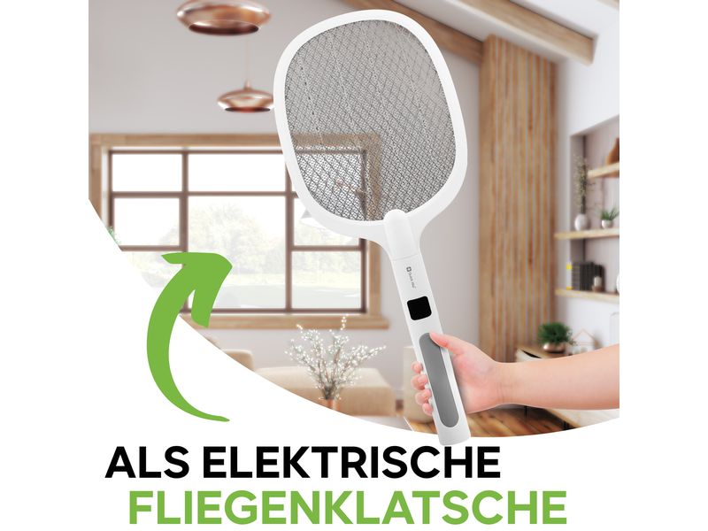 Quick Aid Elektrische Fliegenklatsche mit Display 1 Stück Effektive Fliegenklatsche