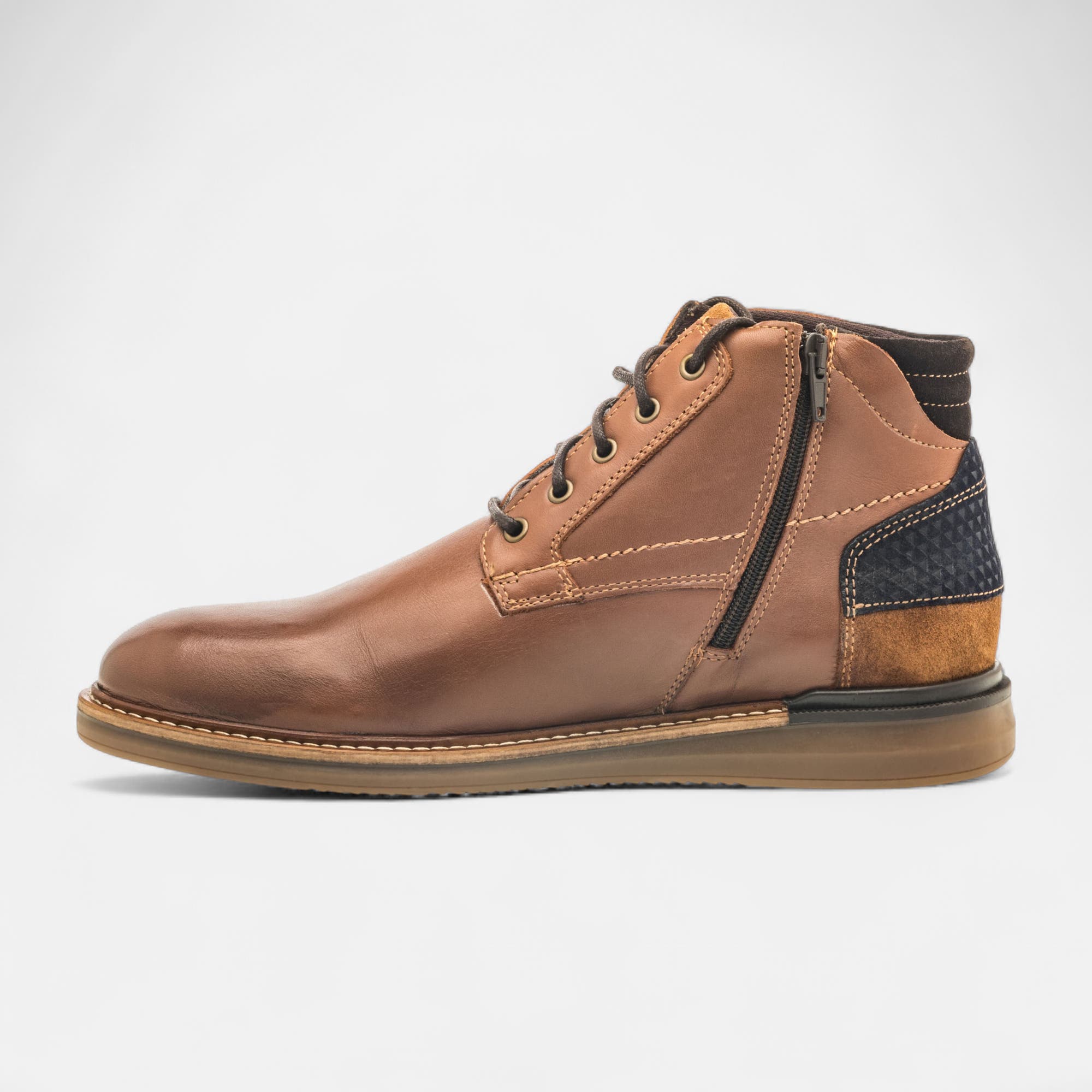 Bottines Homme en cuir cognac
