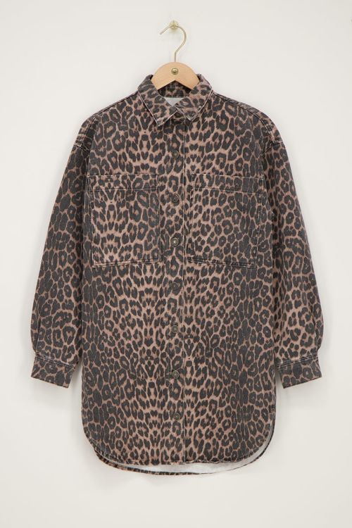 Panterprint denim blouse jurk