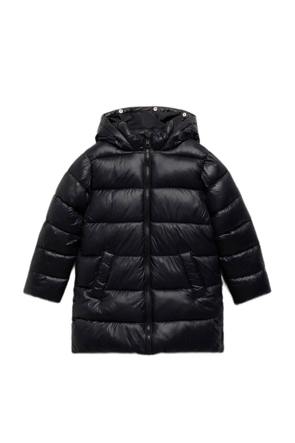 Mango Kids gewatteerde winterjas zwart