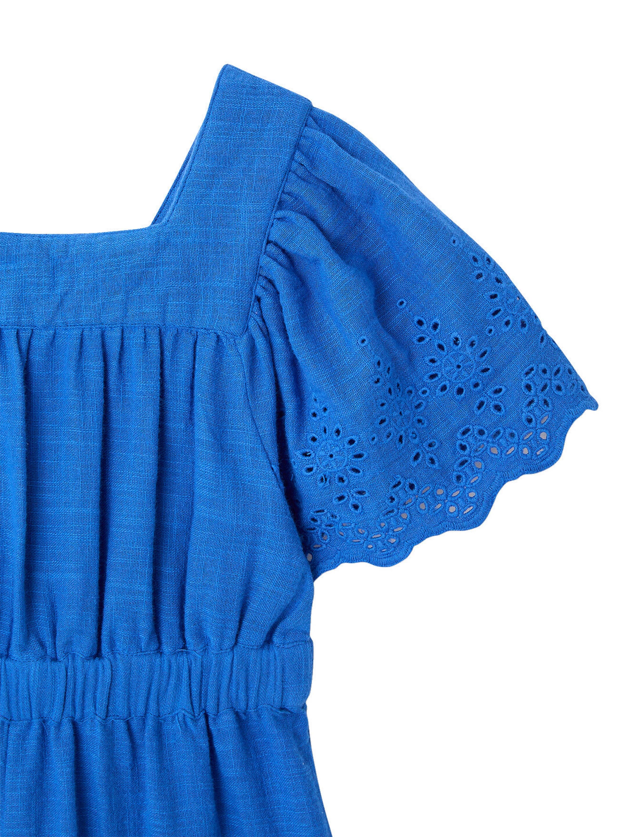 Vertbaudet Mädchen Jumpsuit aus Musselin mit Stickerei elektrisch blau