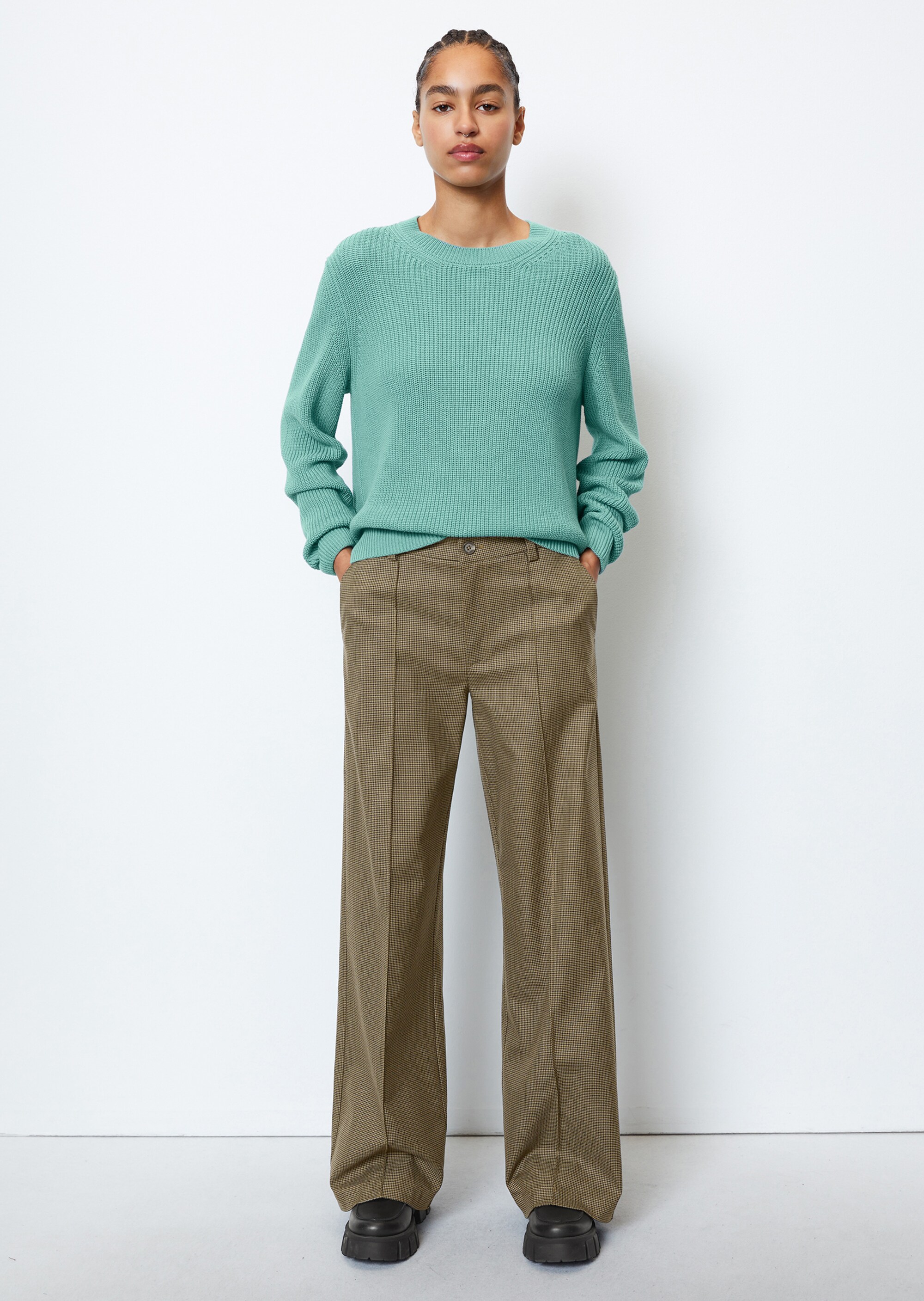 Hahnentritt-Hose relaxed aus stretchigem Baumwolle-Mix