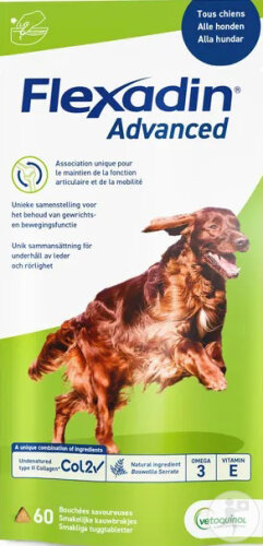 Vétoquinol Flexadin Advanced Aliment Complémentaire Pour Chiens Boswellia Serrata 60 Bouchées
