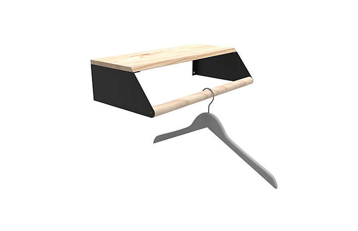 Tablette penderie à fixer en bois et métal