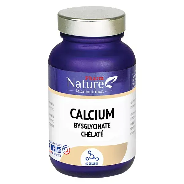 Pharm Nature Micronutrition Bisglicinato de Cálcio Quelado 60 cápsulas