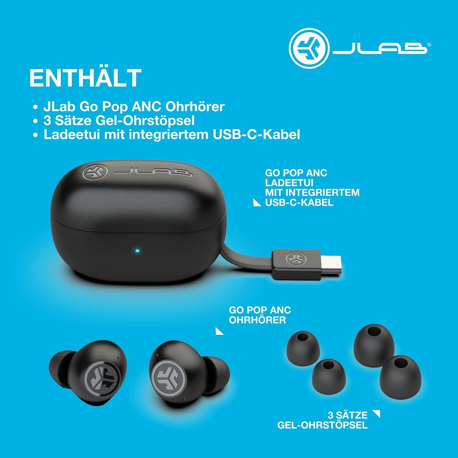 GO POP ANC Bluetooth 5.3 In-Ear Kopfhörer Headset IP55   Ladecase (IEUEBGOANCRTEL124) - Teal