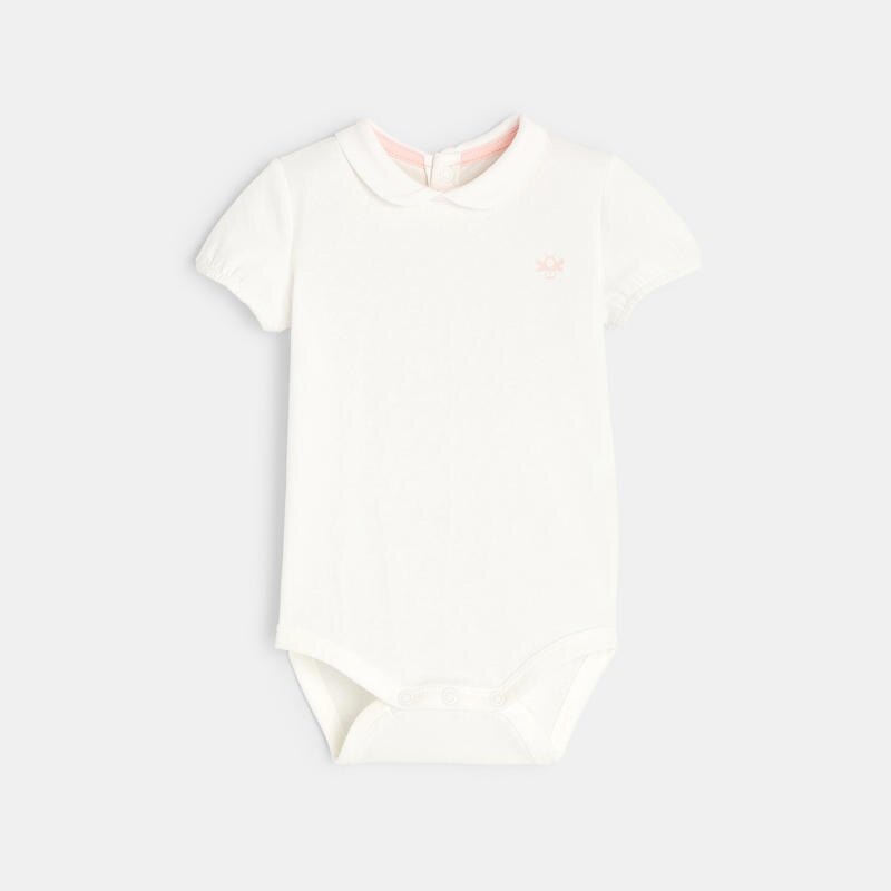 Salopette courte rayée et body rose naissance Rose