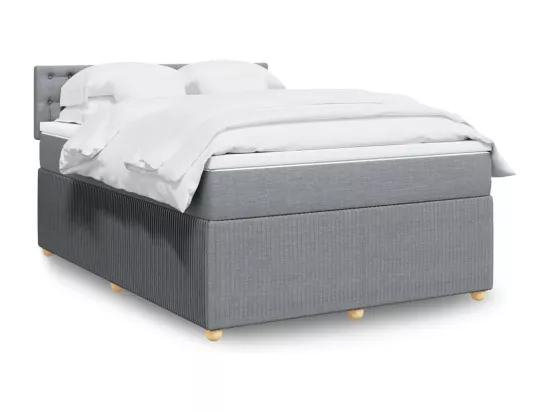 Sommier à lattes de lit avec matelas Gris clair 160x200cm Tissu