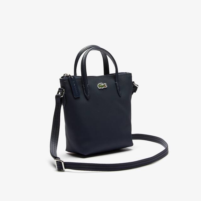 Mini sac cabas zippé L.12.12 Concept petit piqué uni Sacs à bandoulière - Bleu - Lacoste - Femme