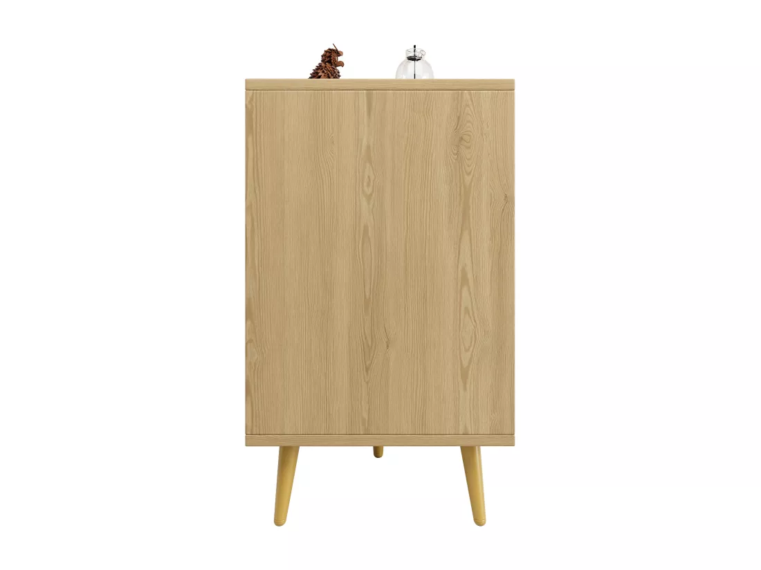Buffet moderne - 4 portes - design géométrique - MDF - Naturel