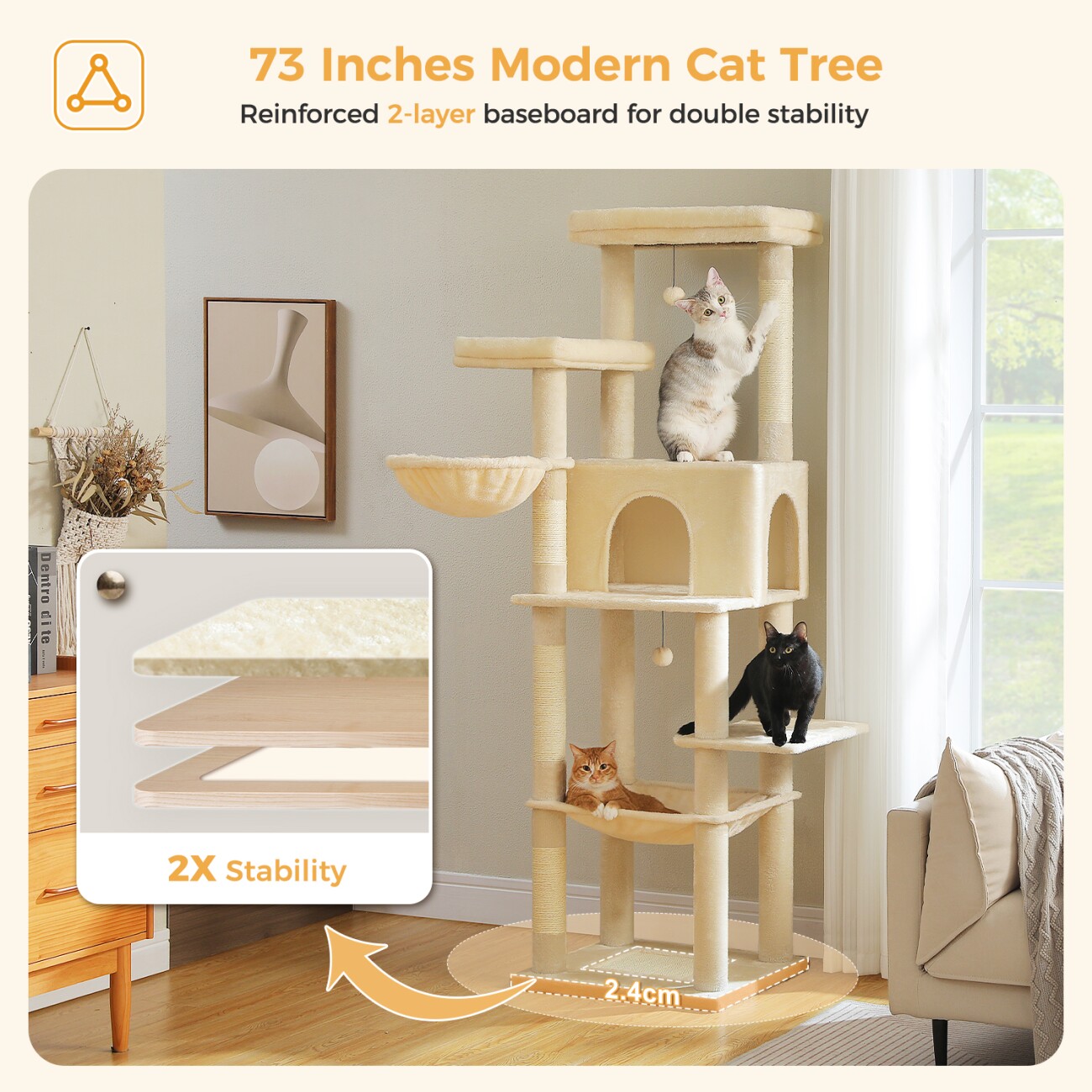 Pawz Road Kratzbaum Groß 186cm beige