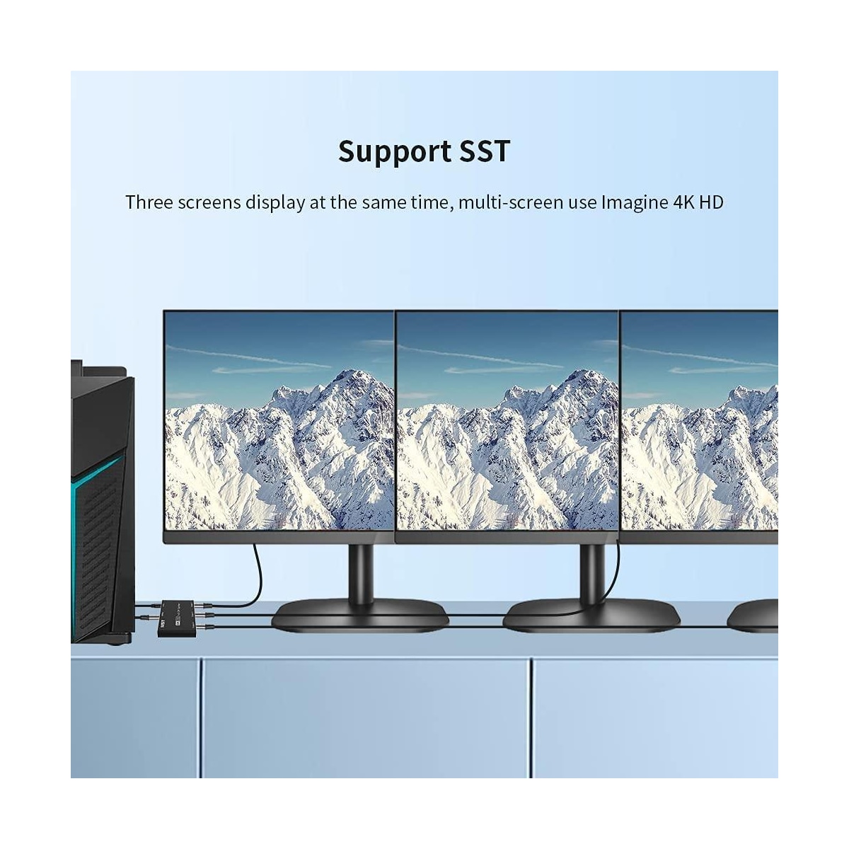 NÖRDIC Displayport splitter 1 til 3 8k30Hz 4K120Hz MST