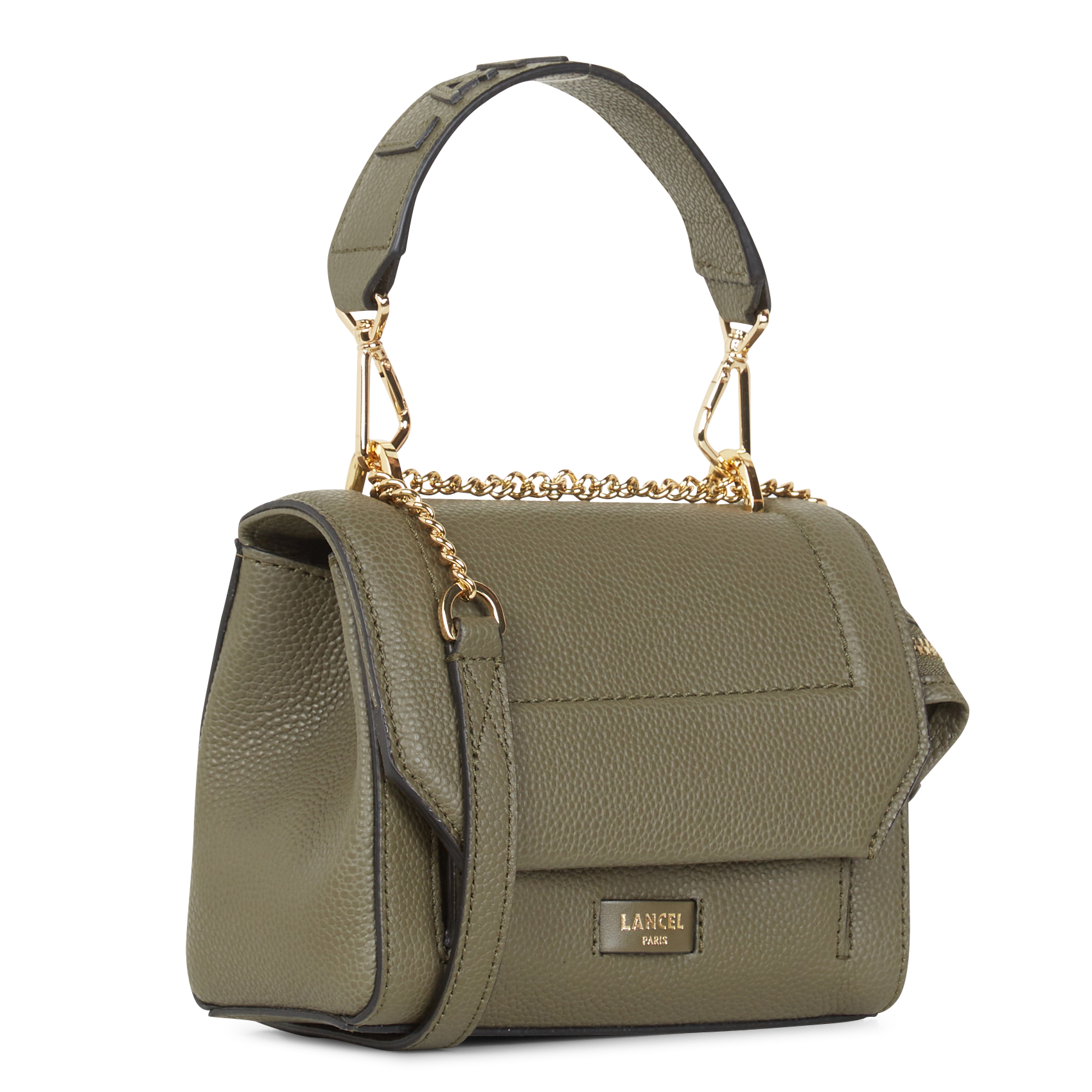 NINON S - Sac à rabat petit modèle en cuir grainé | Kaki