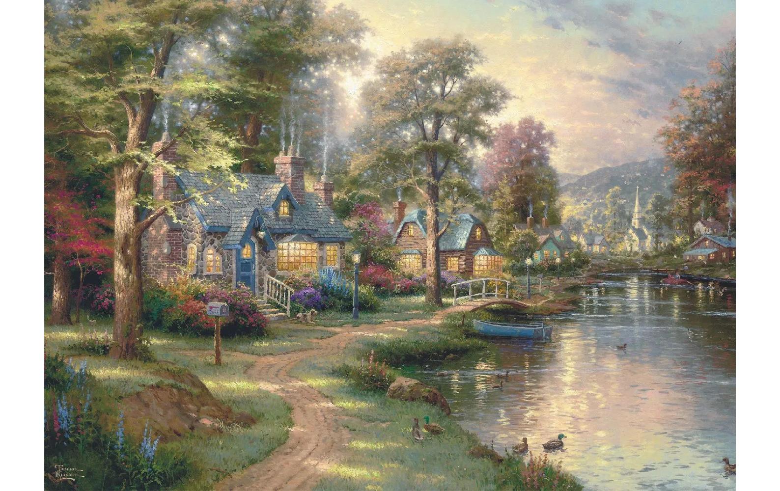 Holz-Puzzle Hometown Lake 1000 TeileUnterhaltsames Gesellschaftsspiel