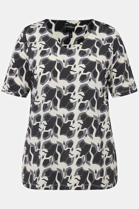Slinkyshirt, Blüten, Classic, Herzausschnitt, Halbarm