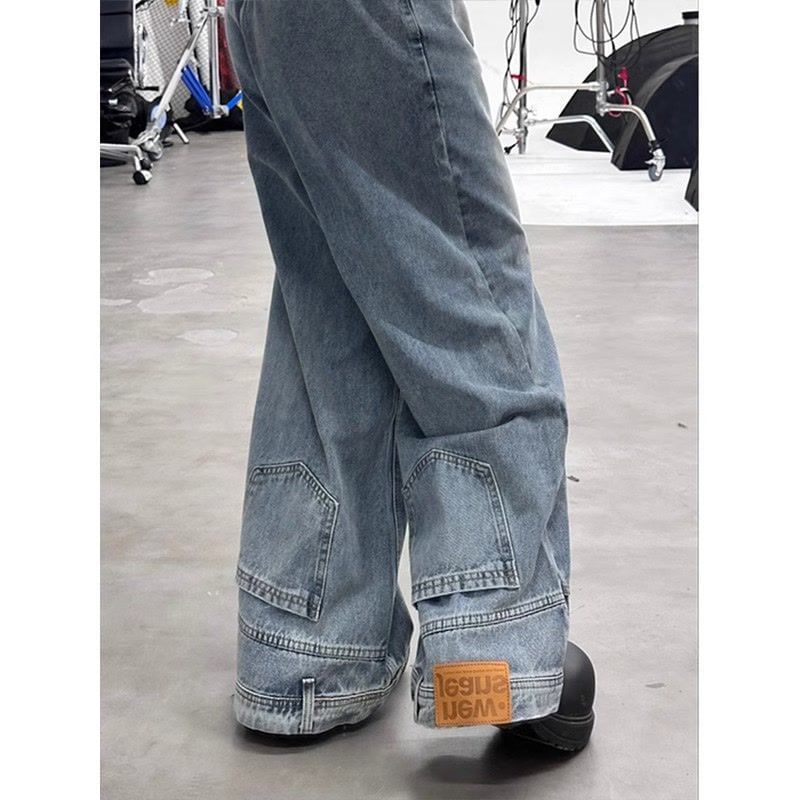 Vhancy - High Rise Washed Panel Wide Leg Jeans