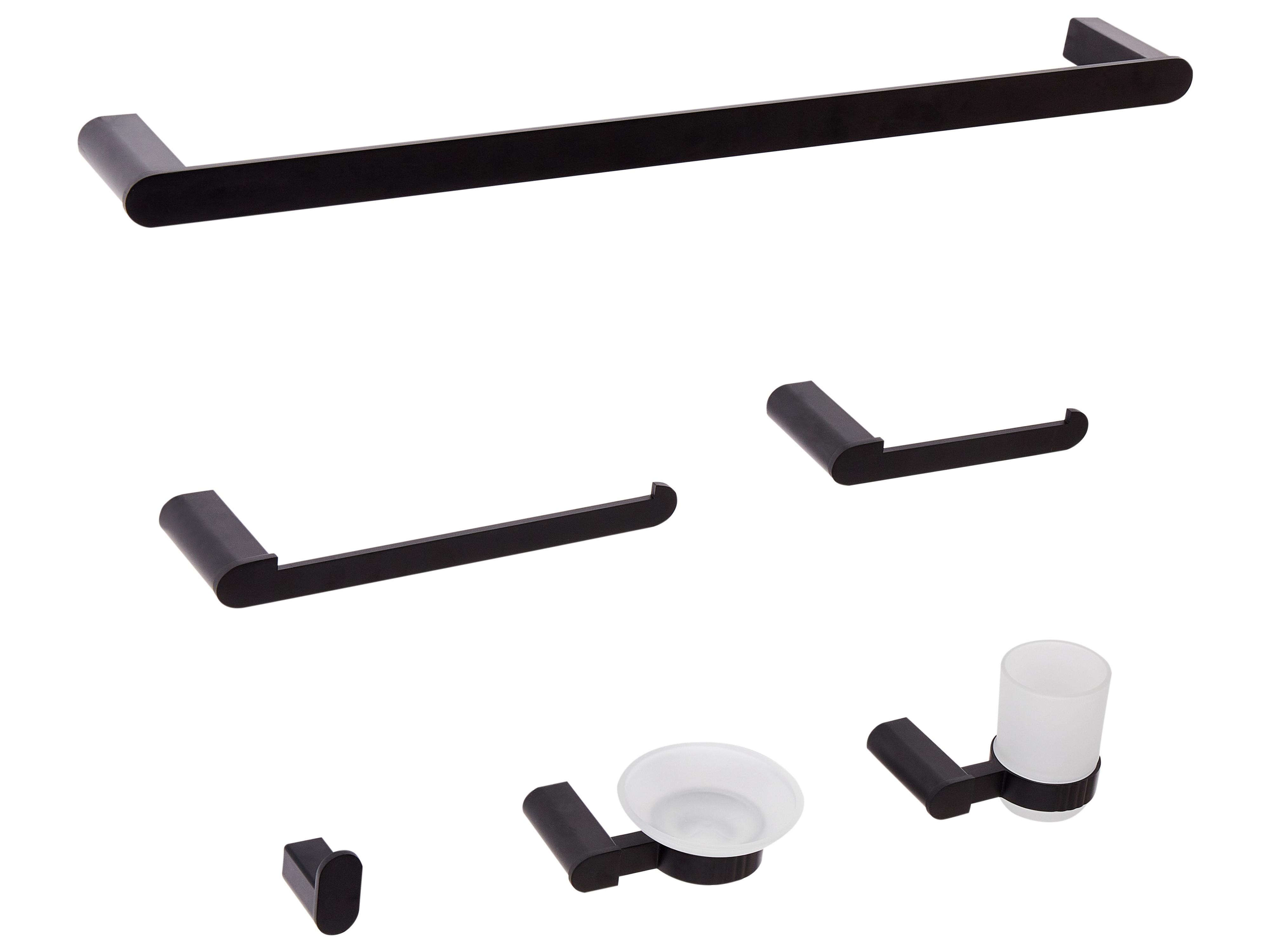 6-delige badkamer hardware set PARACAS met handdoekstangen en -haken Zwart