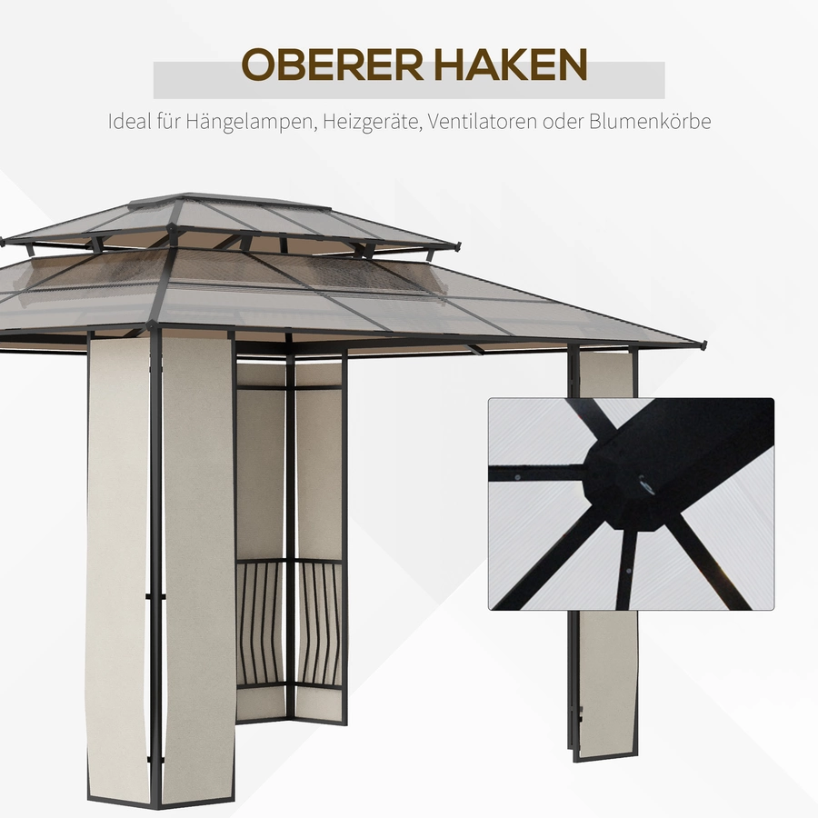 Outsunny Pavillon mit Bildschirmtuch und Erdnagel braun