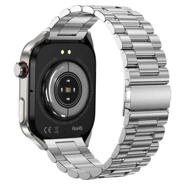 Smartur med metalarmbånd EKG, puls, blodtryk, søvn, skridttæller Sølv