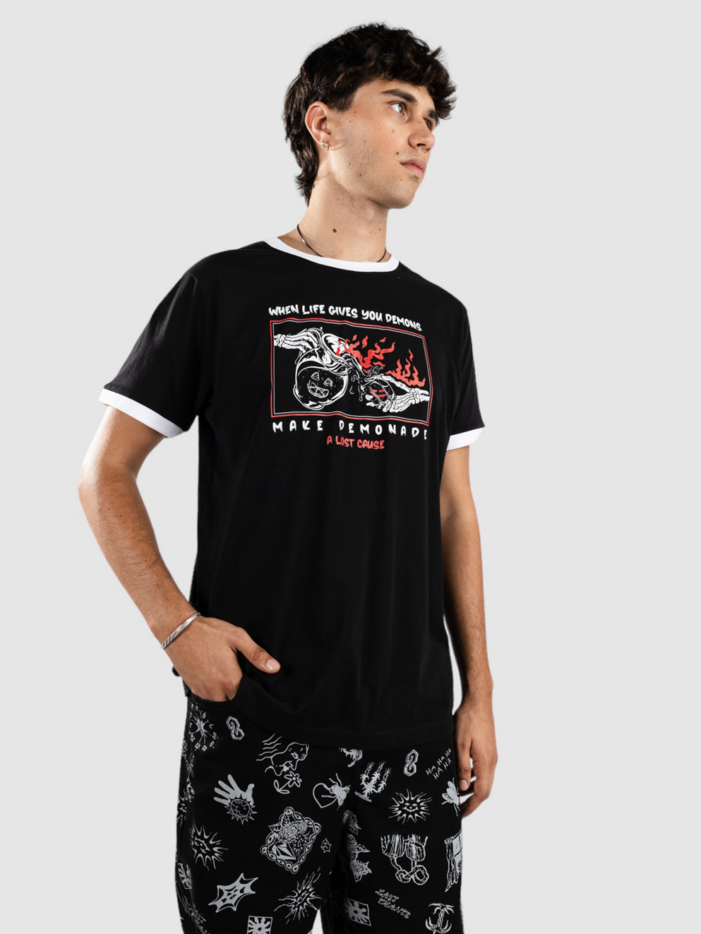 A Lost Cause Demonade Ringer T-Shirt black/white