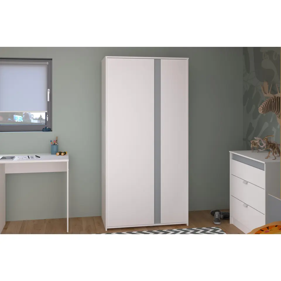 Kledingkast Bobby 2-deurs - wit - 182x90x51 cm