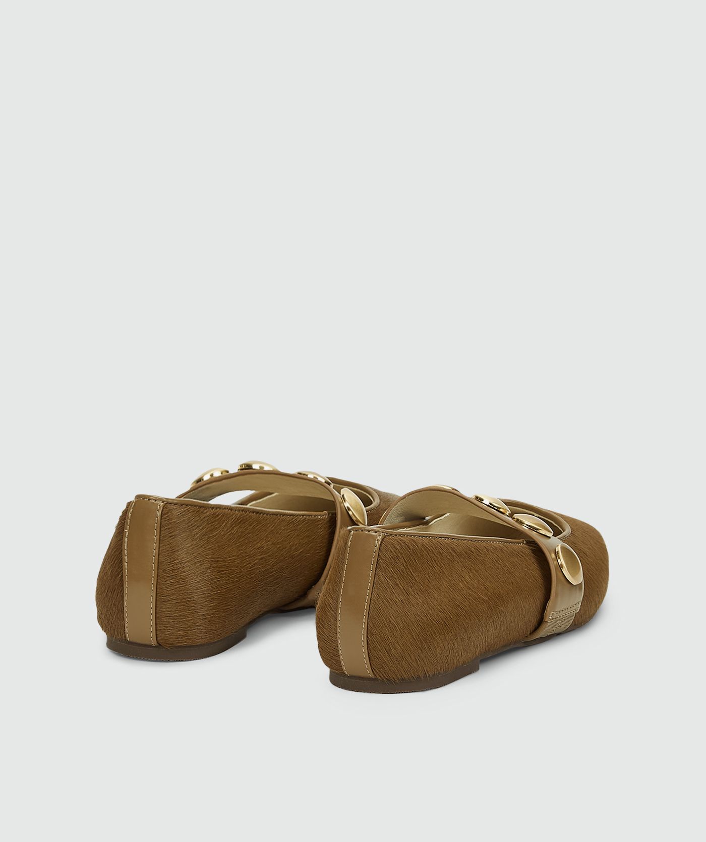 JV-CARLISE ballerina met ponyhair - dark khaki