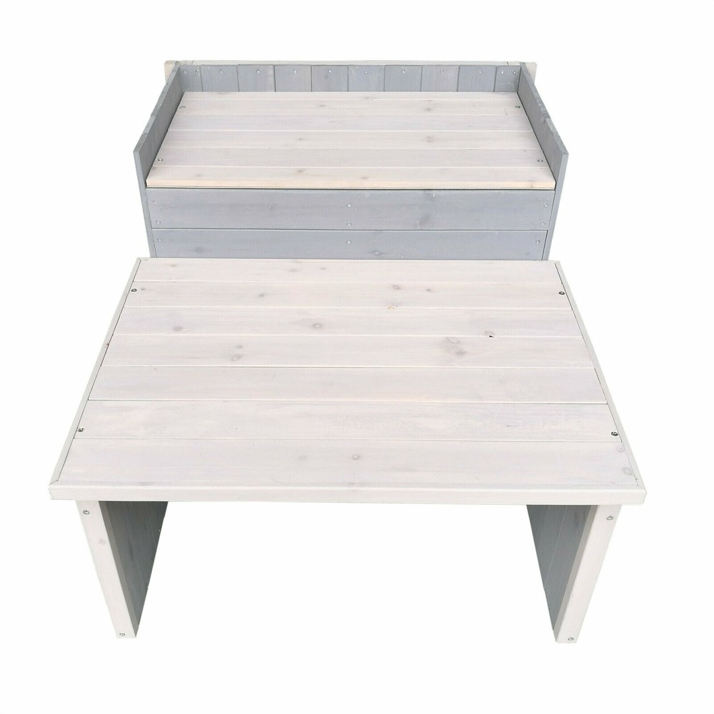 Garage robot tondeuse toit gradin bois massif abri 79,7 cm gris