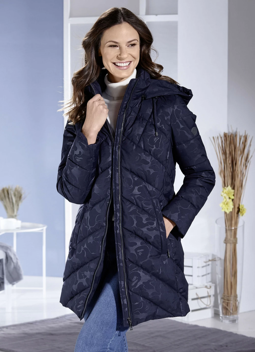 Funktions-Longjacke mit dekorativem Fantasiedessin