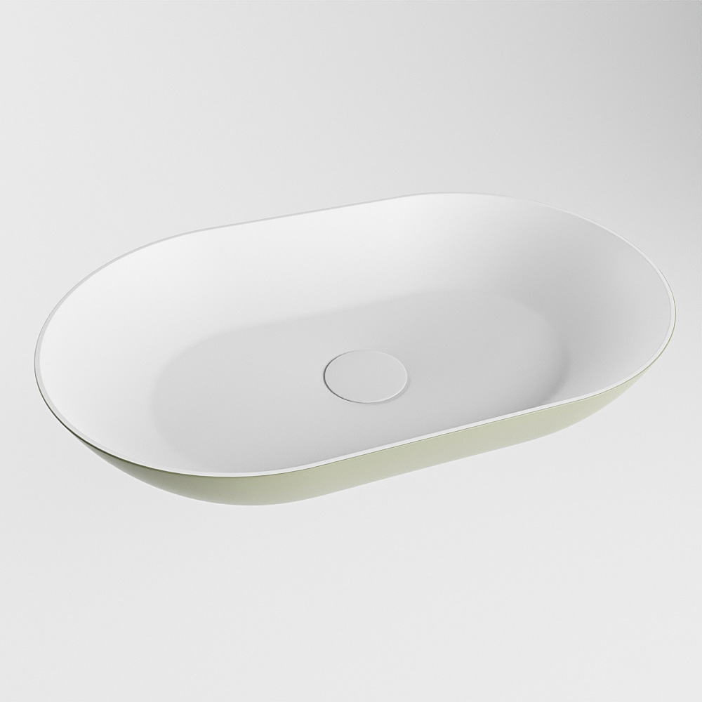 Mondiaz Onni Solid Surface waskom 55x35cm army / talc